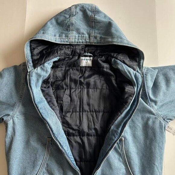 Old Navy Oversized Denim Zip Hoodie Medium Wash Lined M - Picture 8 of 12